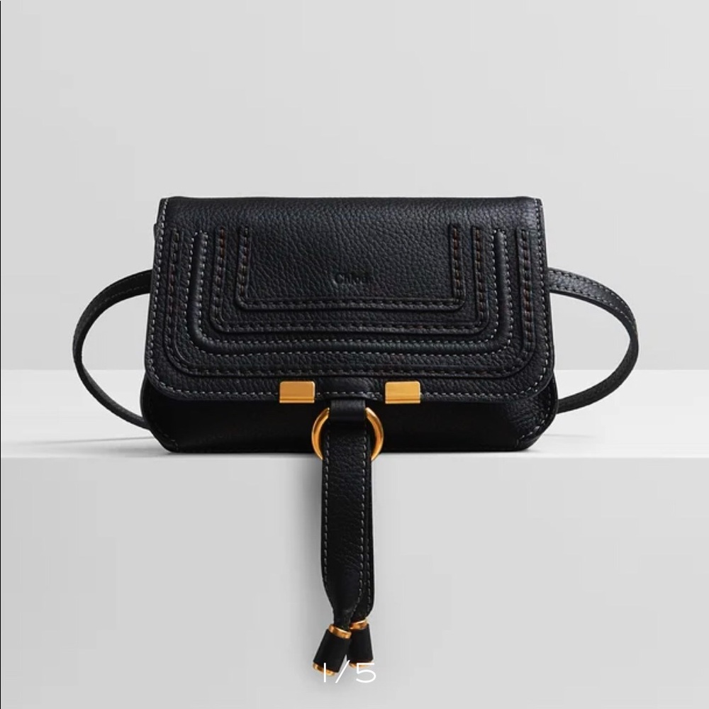 Chloe Black Crossbody Bag with Gold Accents